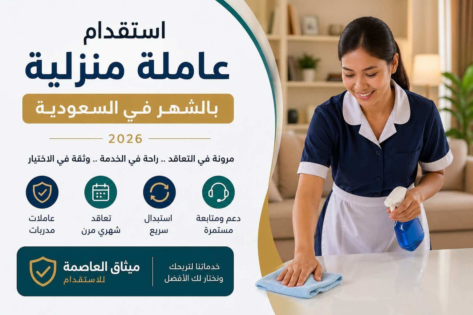 استقدام عاملة منزلية بالشهر في السعودية