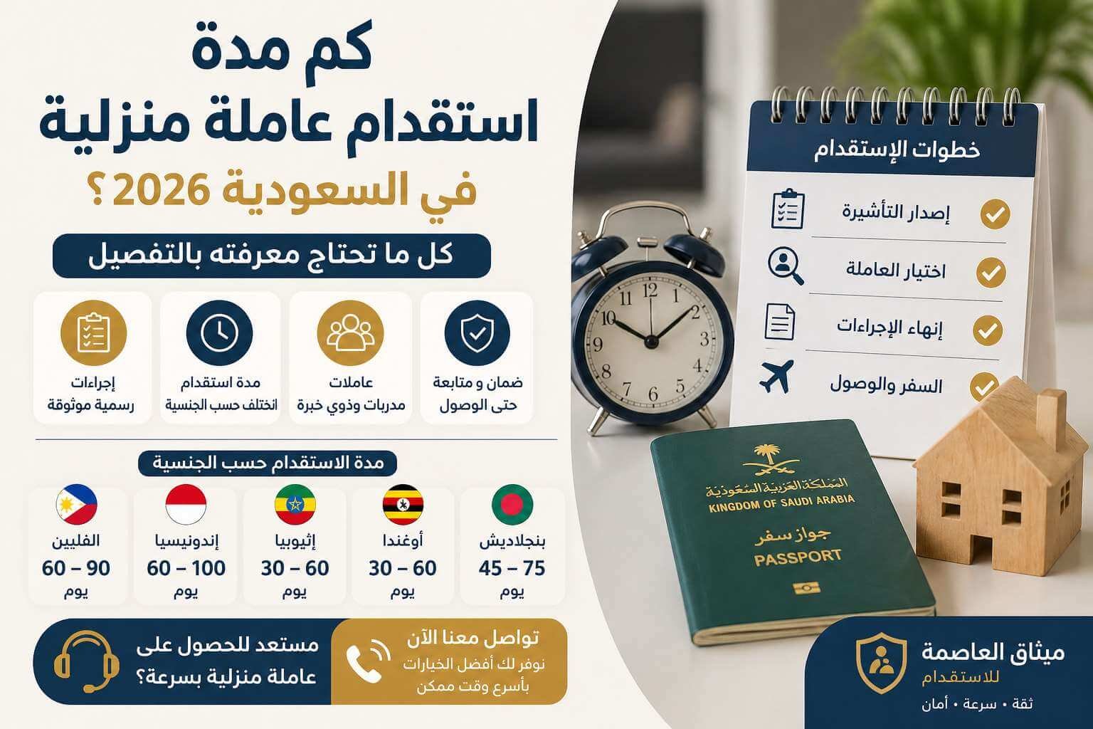 كم مدة استقدام عاملة منزلية في السعودية 2026