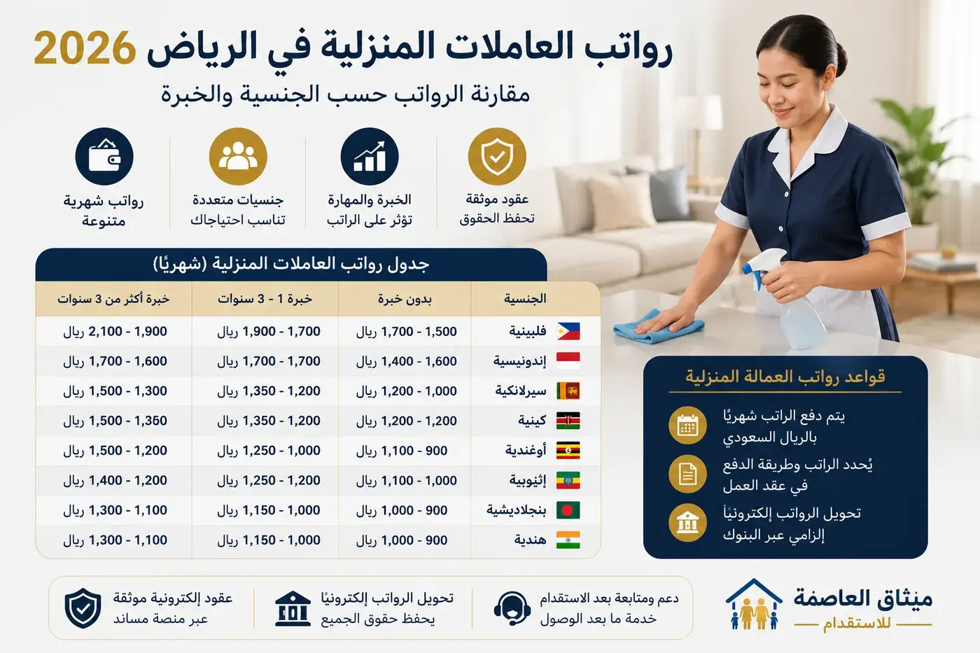 رواتب العاملات المنزلية في الرياض 2026