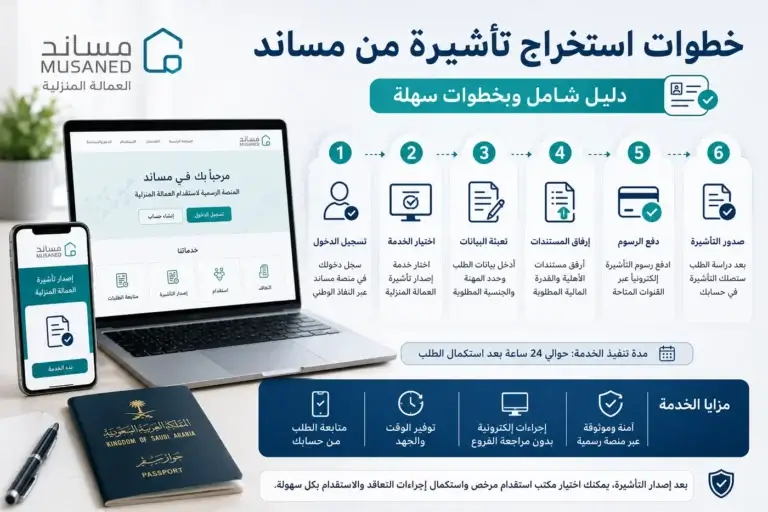خطوات استخراج تأشيرة من مساند | دليل شامل 2026